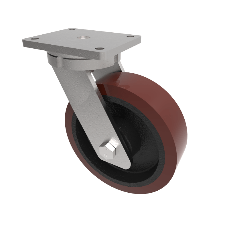 Polyurethane Cast Iron Plate Swivel Castor 250mm 1800kg Load