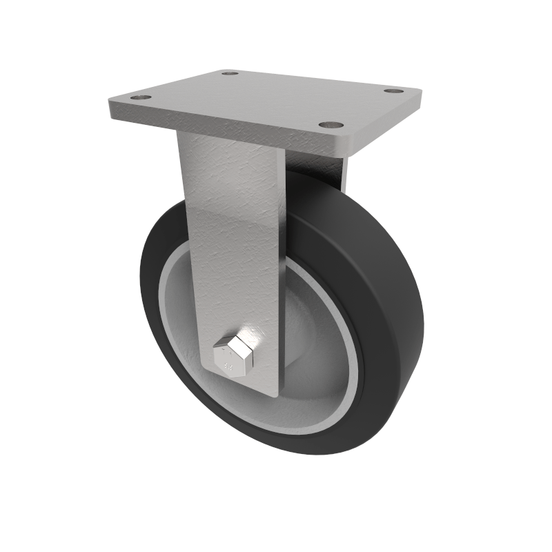 Elastic Rubber Cast Iron Plate Fixed Castor 250mm 800kg Load