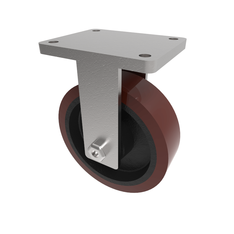 Polyurethane Cast Iron Plate Fixed Castor 250mm 1800kg Load