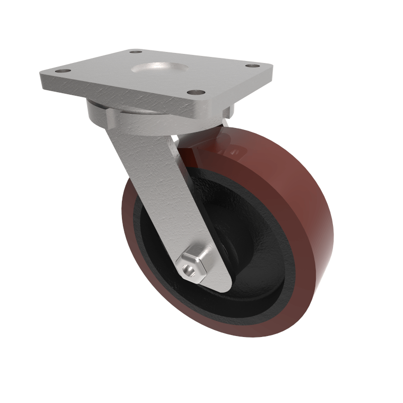 Polyurethane Cast Iron Plate Swivel Castor 250mm 1800kg Load