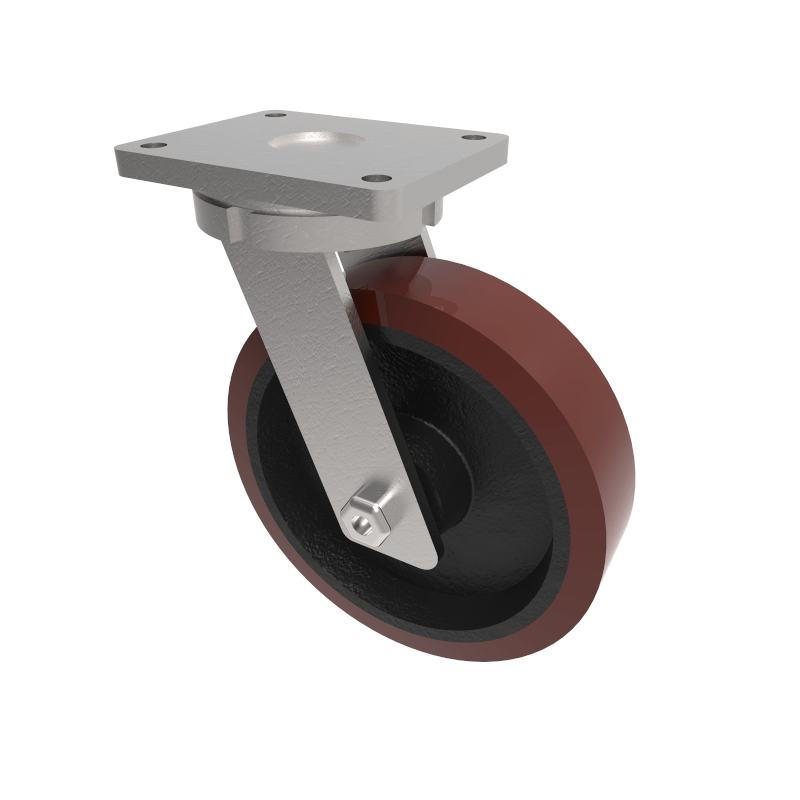 Polyurethane Cast Iron Plate Swivel Castor 300mm 2200kg Load