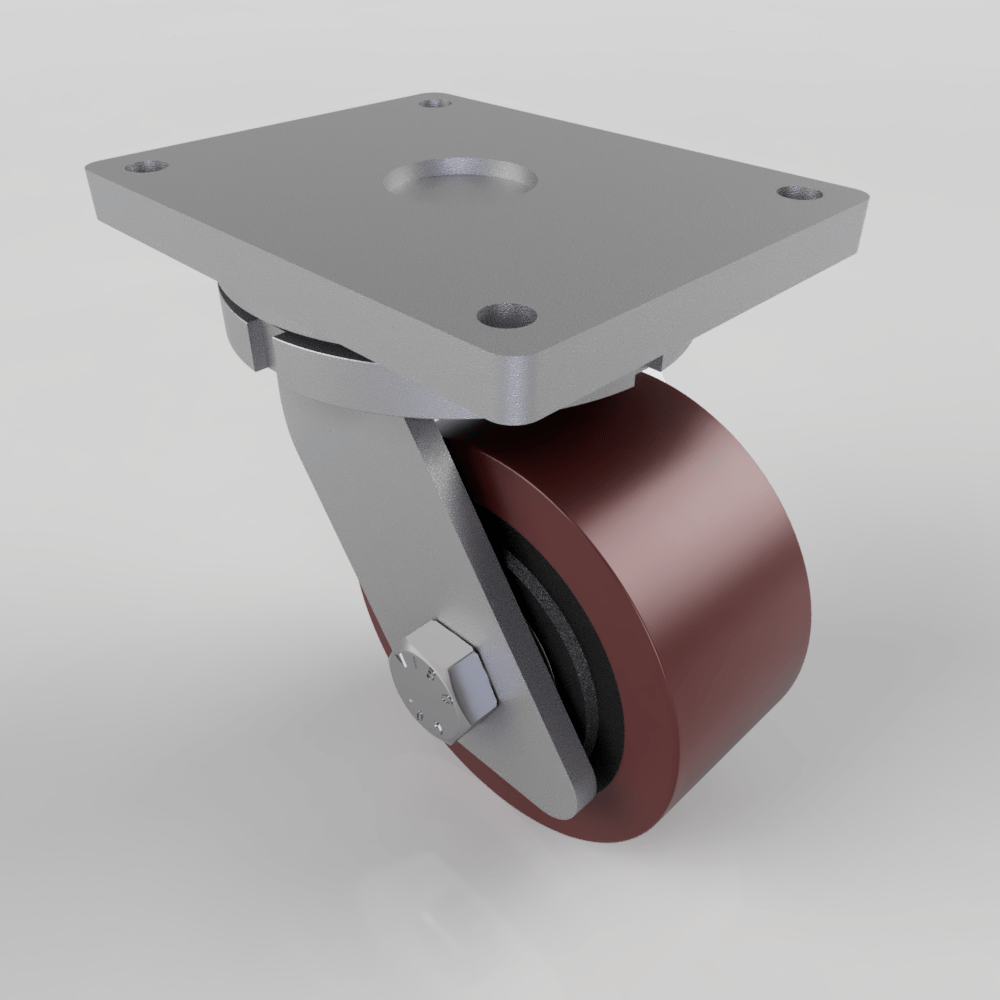 Polyurethane Cast Iron Plate Swivel Castor 200mm 2000kg Load