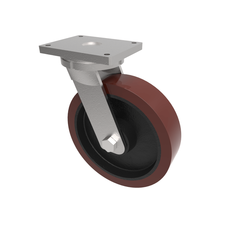 Polyurethane Cast Iron Plate Swivel Castor 400mm 3500kg Load