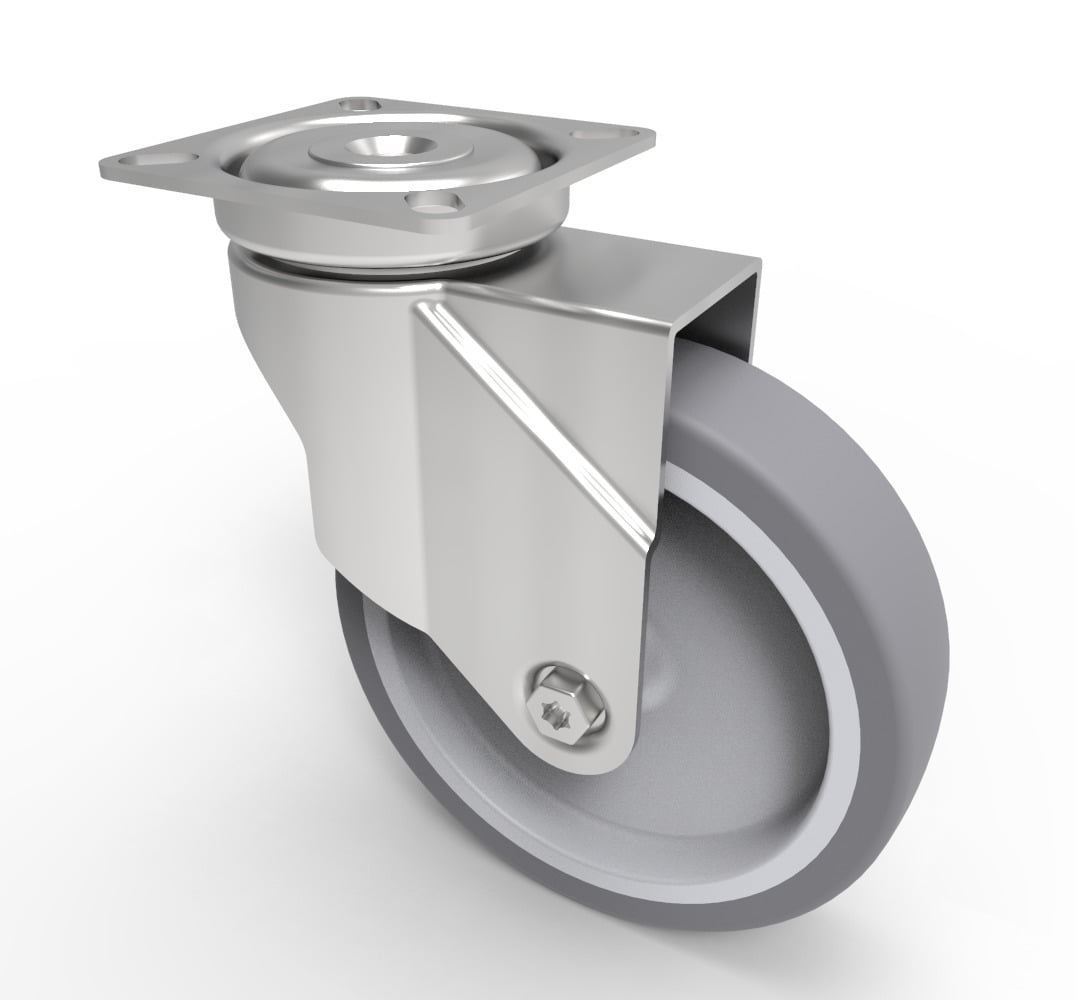 Rubber Swivel Castor Plate 100mm 70kg