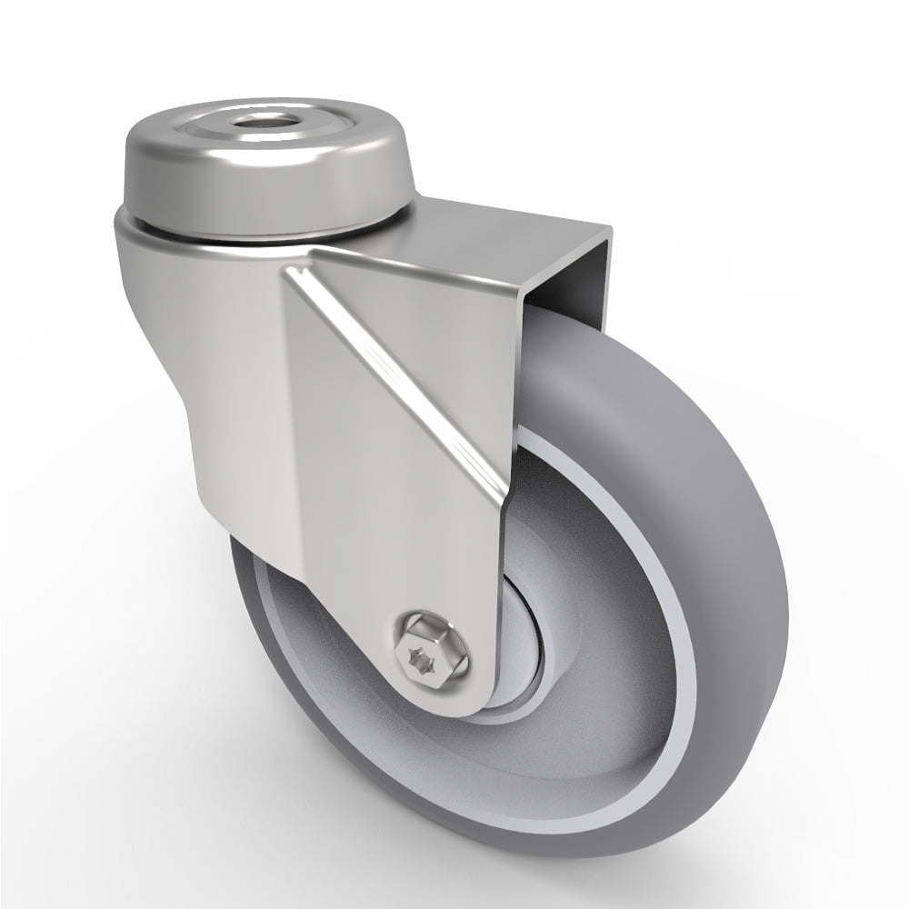 Rubber Swivel Castor Bolt Hole 100mm 70kg