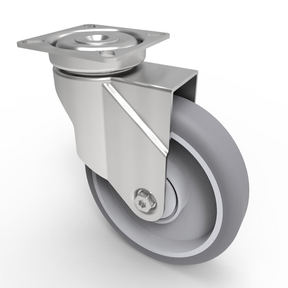 Rubber Swivel Castor Plate 100mm 70kg