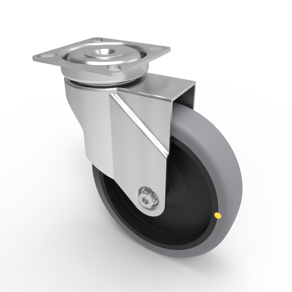 Electrically Conductive Rubber Plate Swivel Castor 100mm 70kg Load