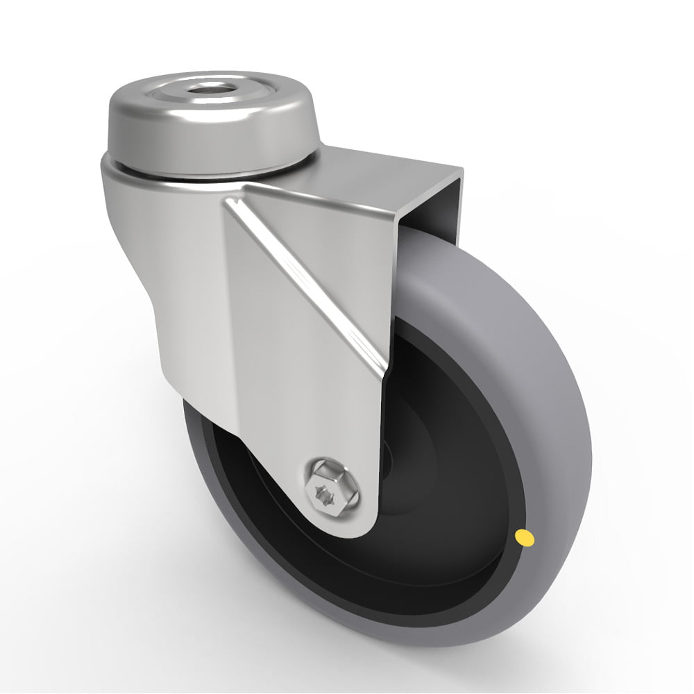 Electrically Conductive Rubber Bolt Hole Swivel Castor 100mm 70kg Load