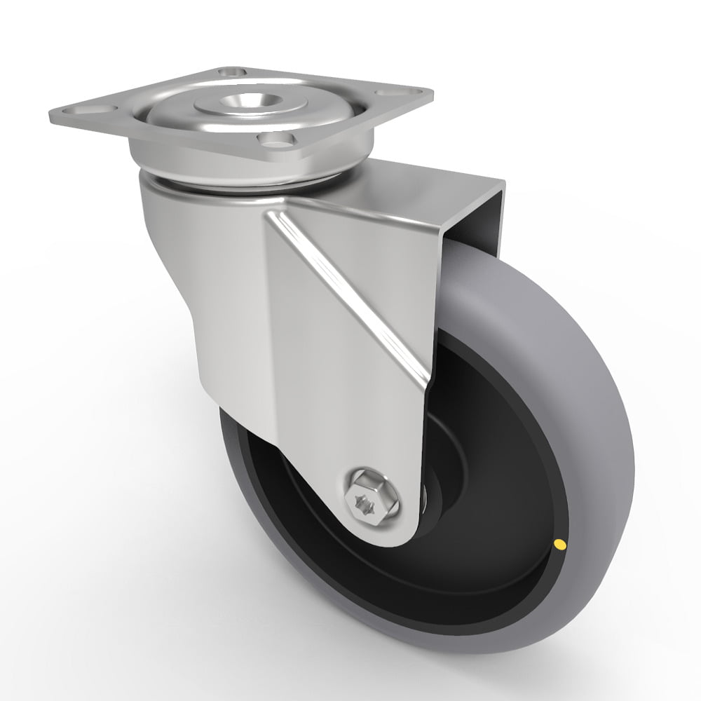 Electrically Conductive Rubber Plate Swivel Castor 100mm 70kg Load