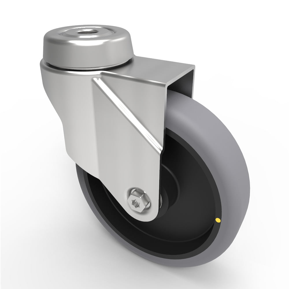 Electrically Conductive Rubber Bolt Hole Swivel Castor 100mm 70kg