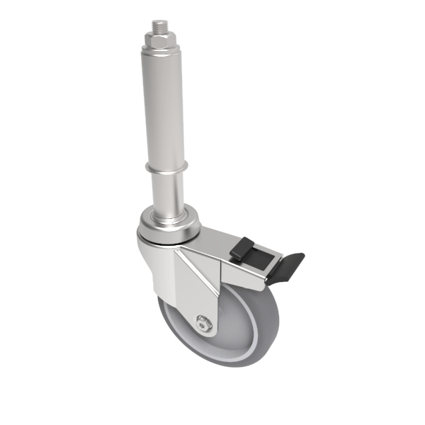 Spring Castor Rubber Swivel Braked Castor 100mm 13kg