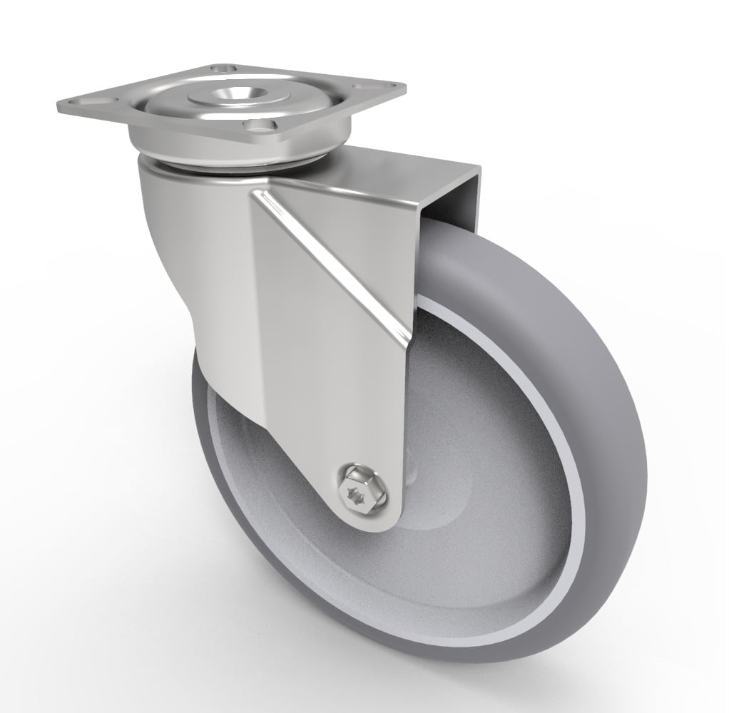 Rubber Swivel Castor Plate 125mm 80kg