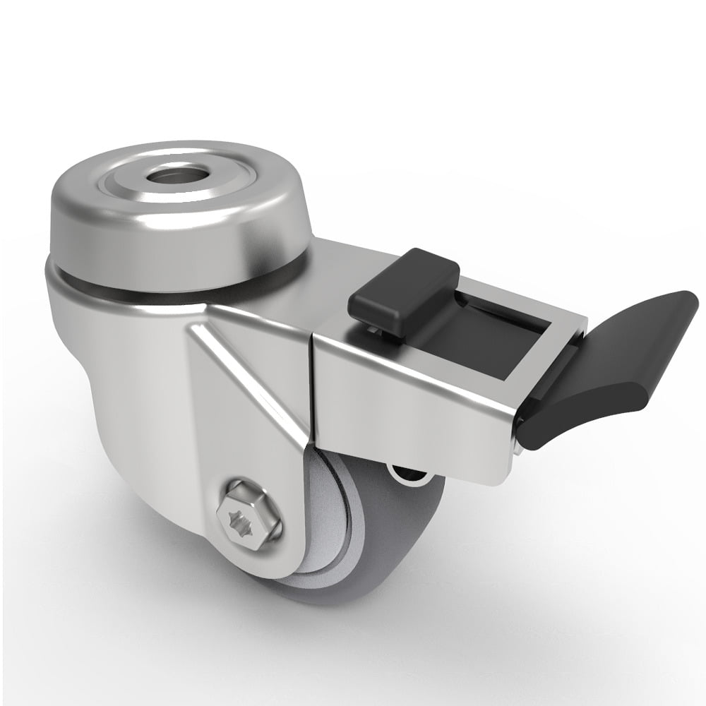 Rubber Swivel Castor Brake Bolt Hole 50mm 50kg