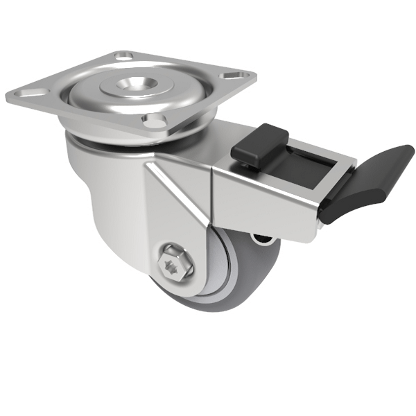 Rubber Swivel Castor Brake Plate 50mm 50kg