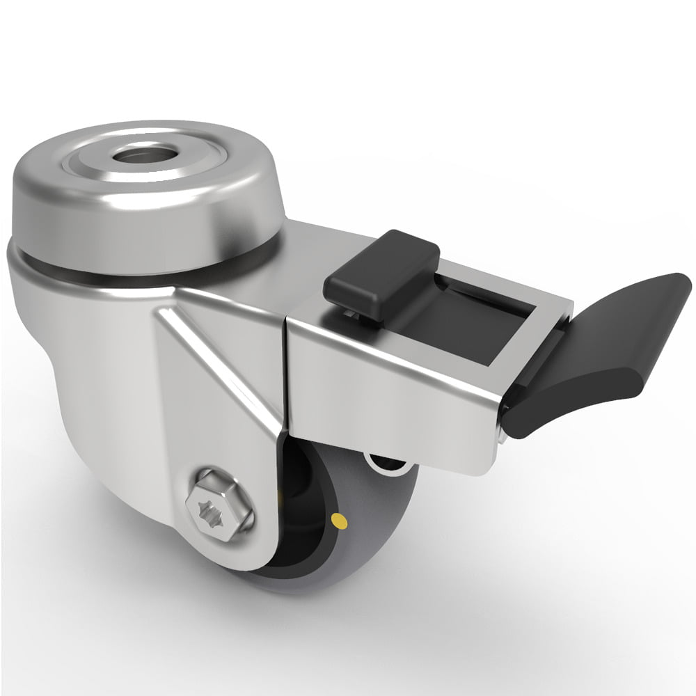 Electrically Conductive Rubber Bolt Hole Swivel Castor Brake 50mm 50kg