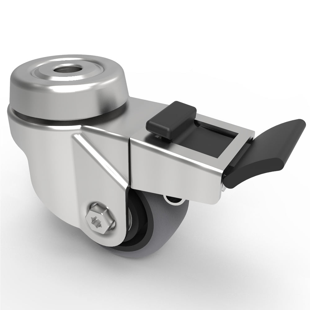 Electrically Conductive Rubber Bolt Hole Swivel Castor Brake 50mm 50kg