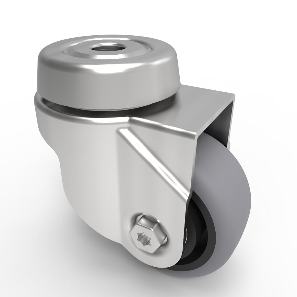 Electrically Conductive Rubber Bolt Hole Swivel Castor 50mm 50kg Load