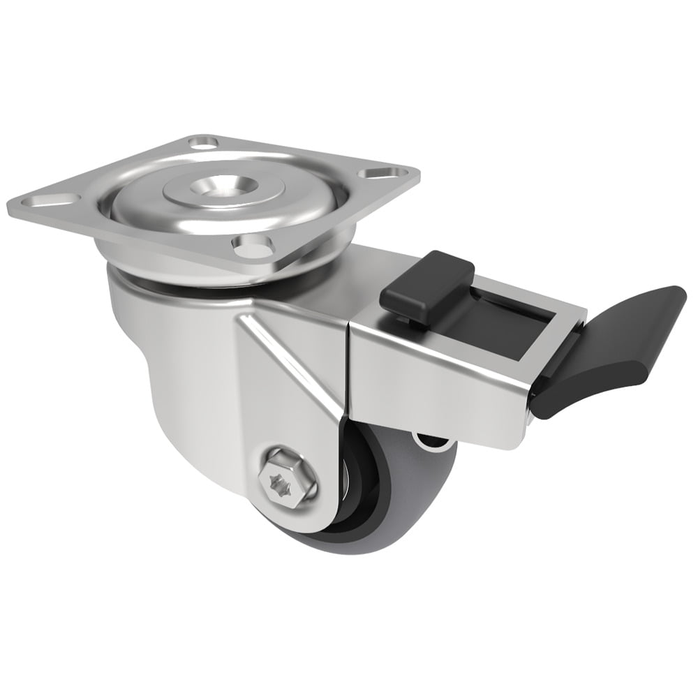 Electrically Conductive Rubber Plate Swivel Castor Brake 50mm 50kg Load