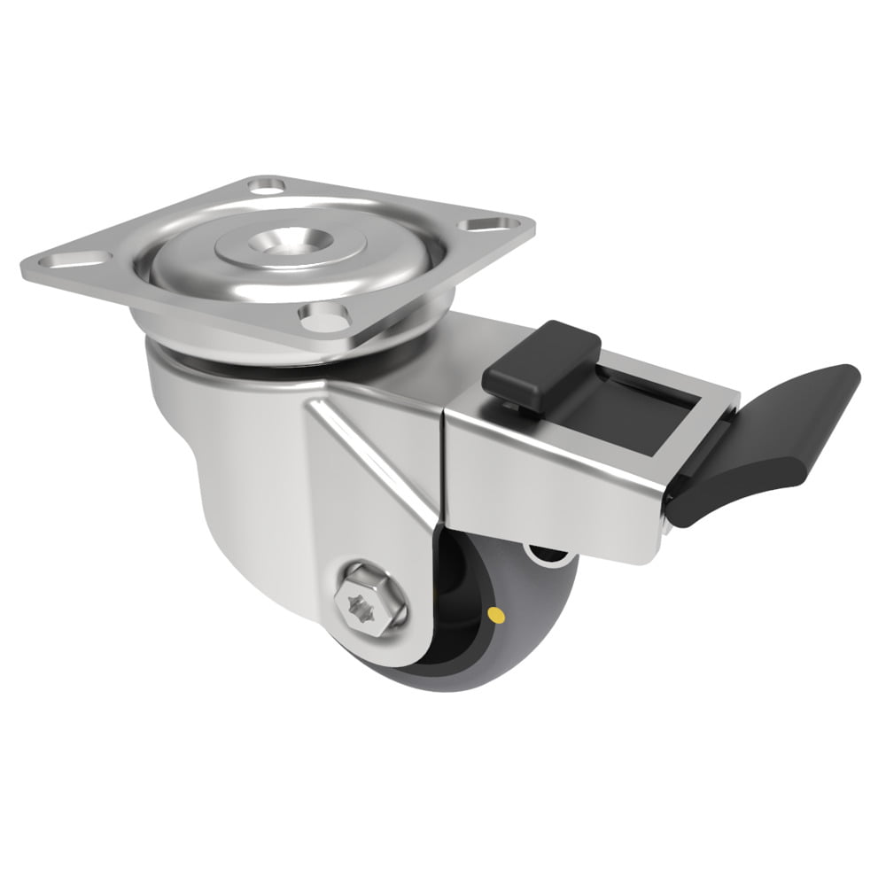 Electrically Conductive Rubber Plate Swivel Castor Brake 50mm 50kg Load