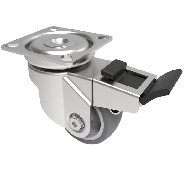 Rubber Swivel Castor Plate Brake 50mm 50kg