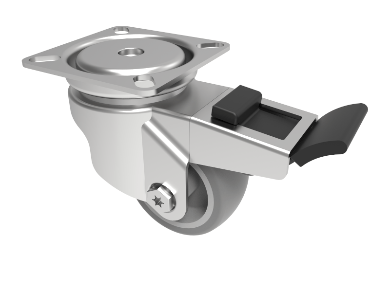 Rubber Swivel Castor Plate Brake 75mm 60kg