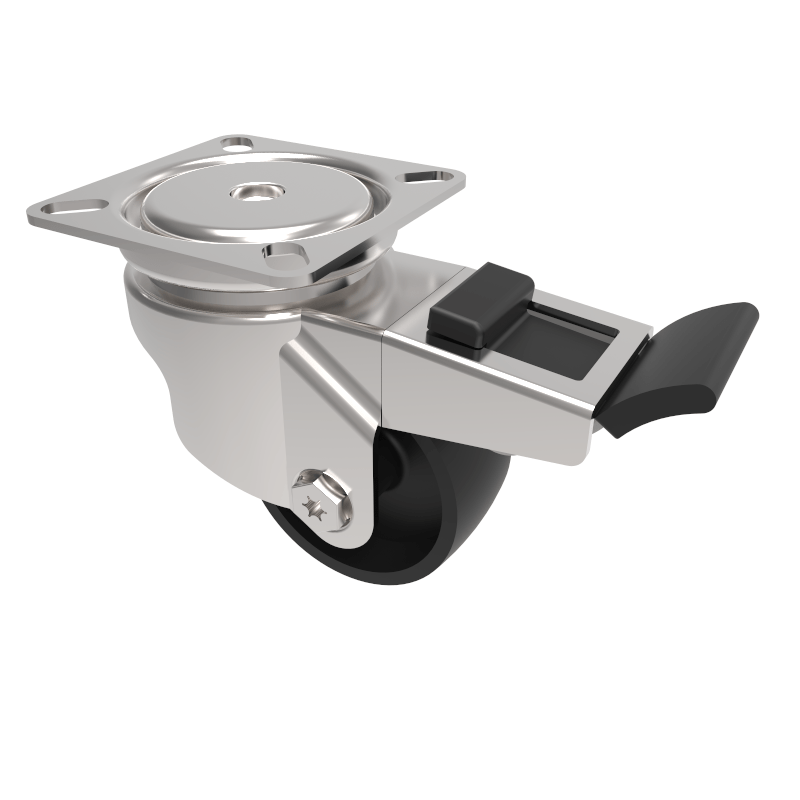 Polypropylene Plate Swivel Castor Brake 50mm 50kg Load