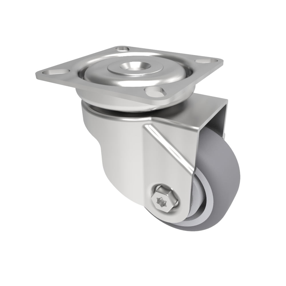 Grey Rubber Plate Swivel Castor 50mm 50kg Load