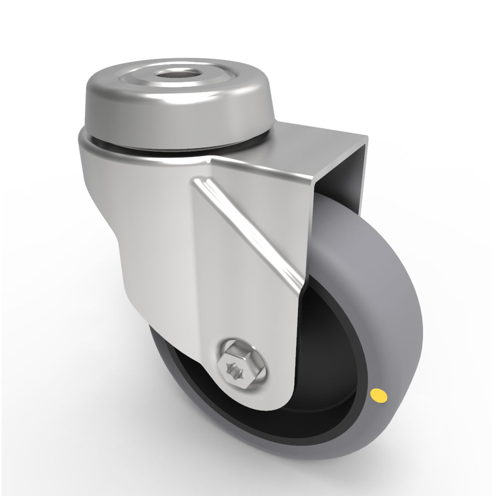 Electrically Conductive Rubber Bolt Hole Swivel Castor 75mm 60kg Load