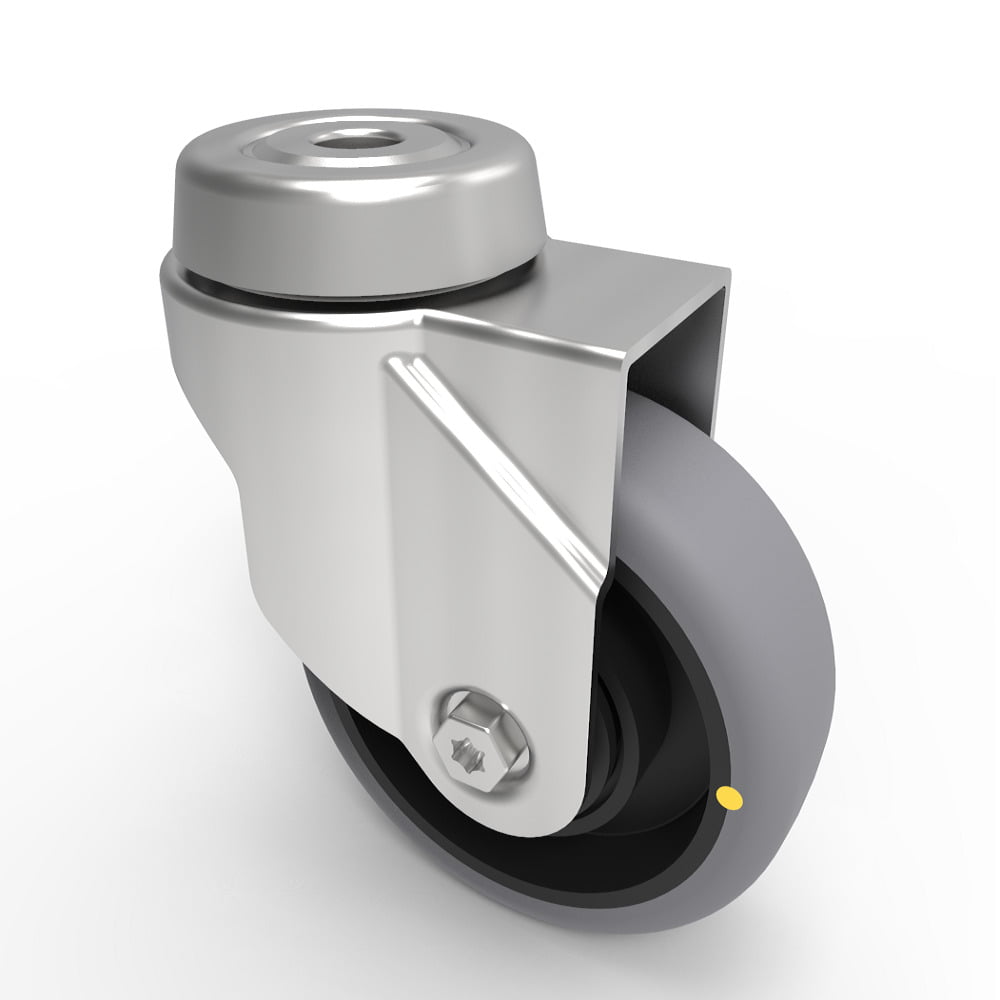 Electrically Conductive Rubber Bolt Hole Swivel Castor 75mm 60kg Load