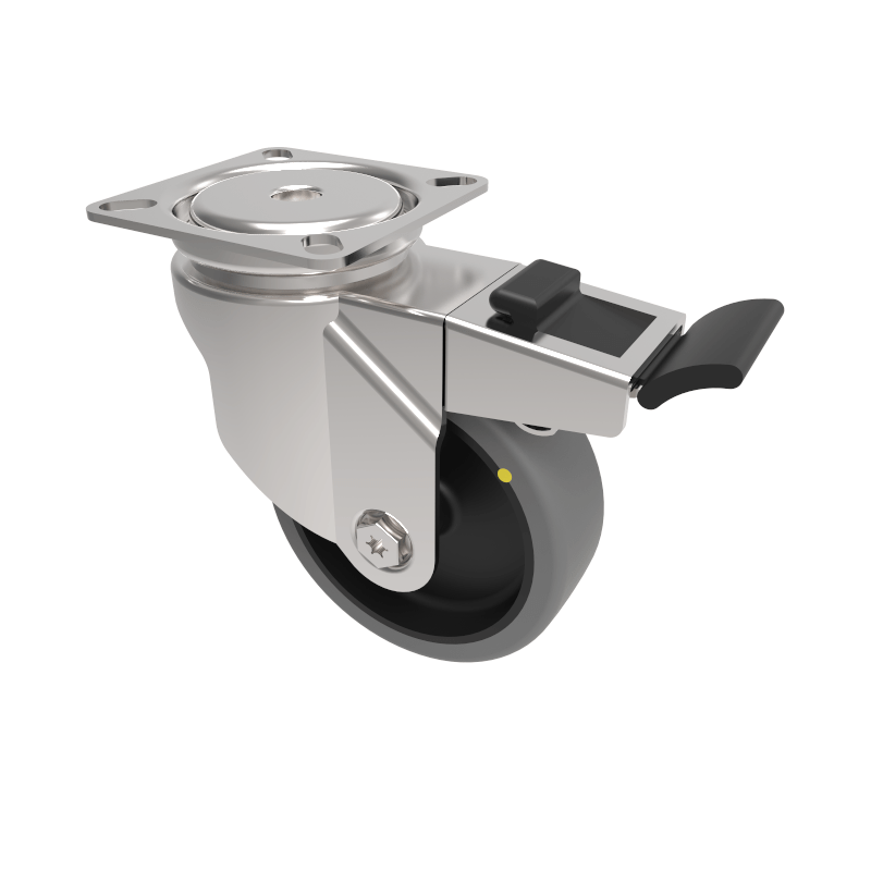 Electrically Conductive Rubber Plate Swivel Castor Brake 75mm 60kg Load