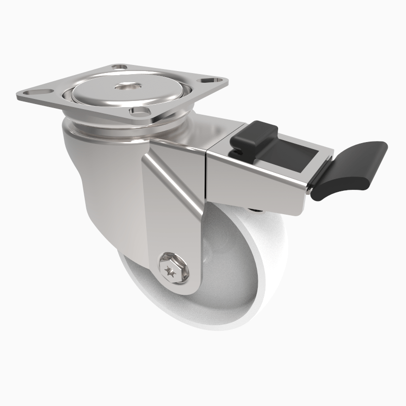 Nylon Plate Swivel Castor Brake 75mm 60kg Load