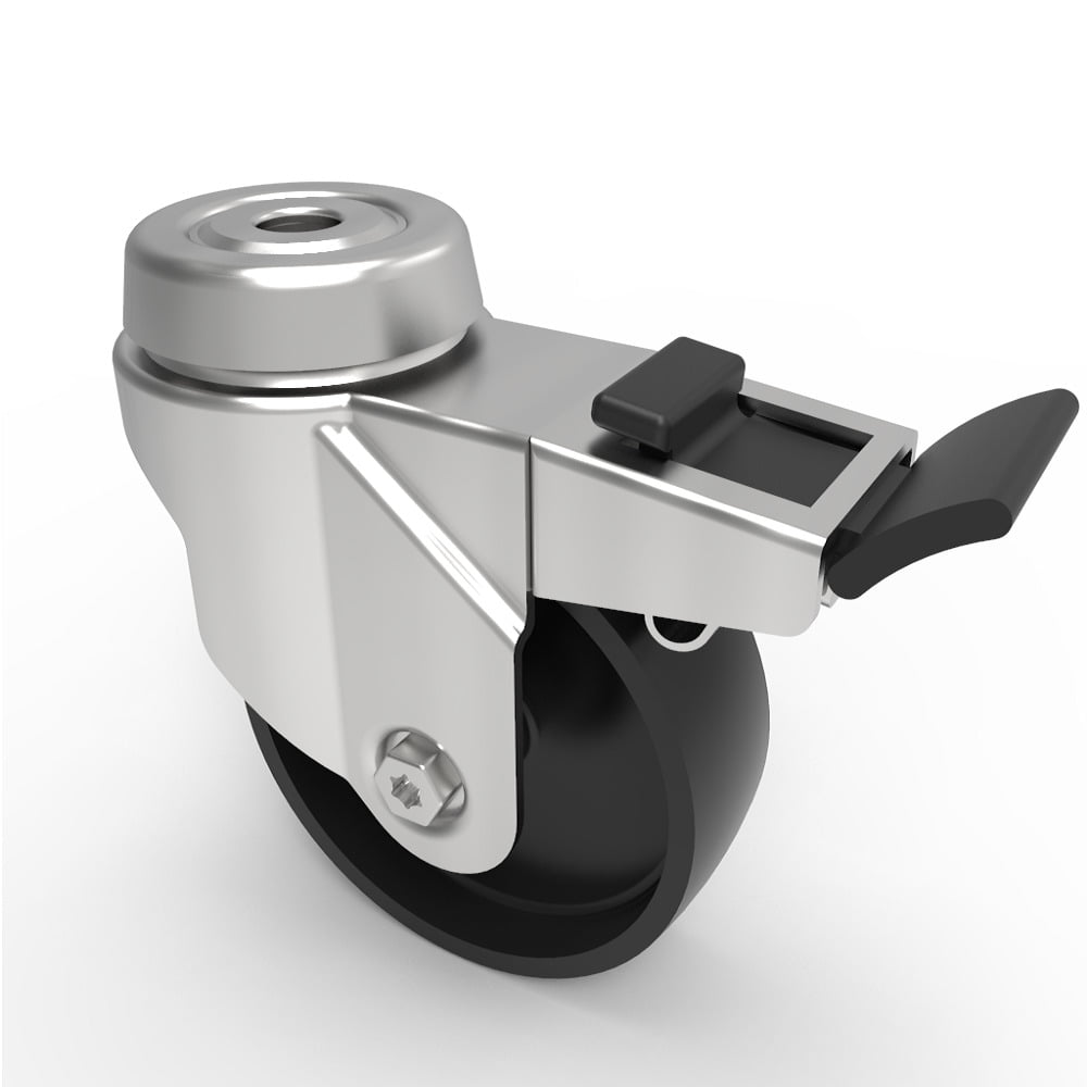 Polypropylene Bolt Hole Swivel Castor Brake 75mm 60kg Load