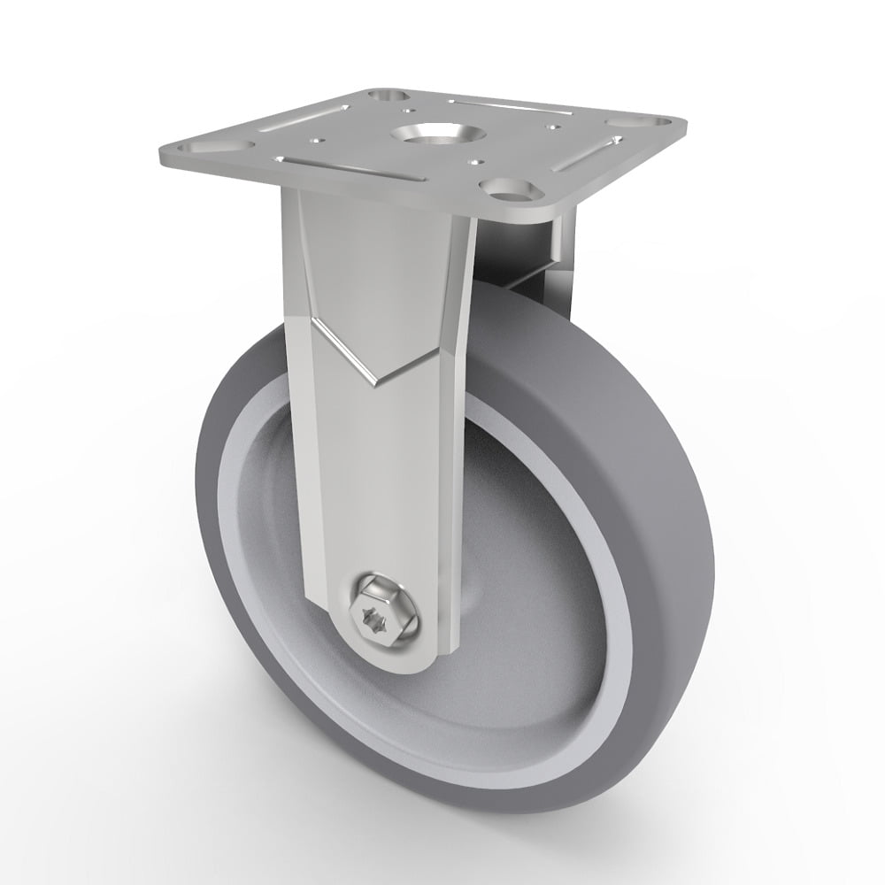 Rubber Fixed Castor Plate 100mm 70kg