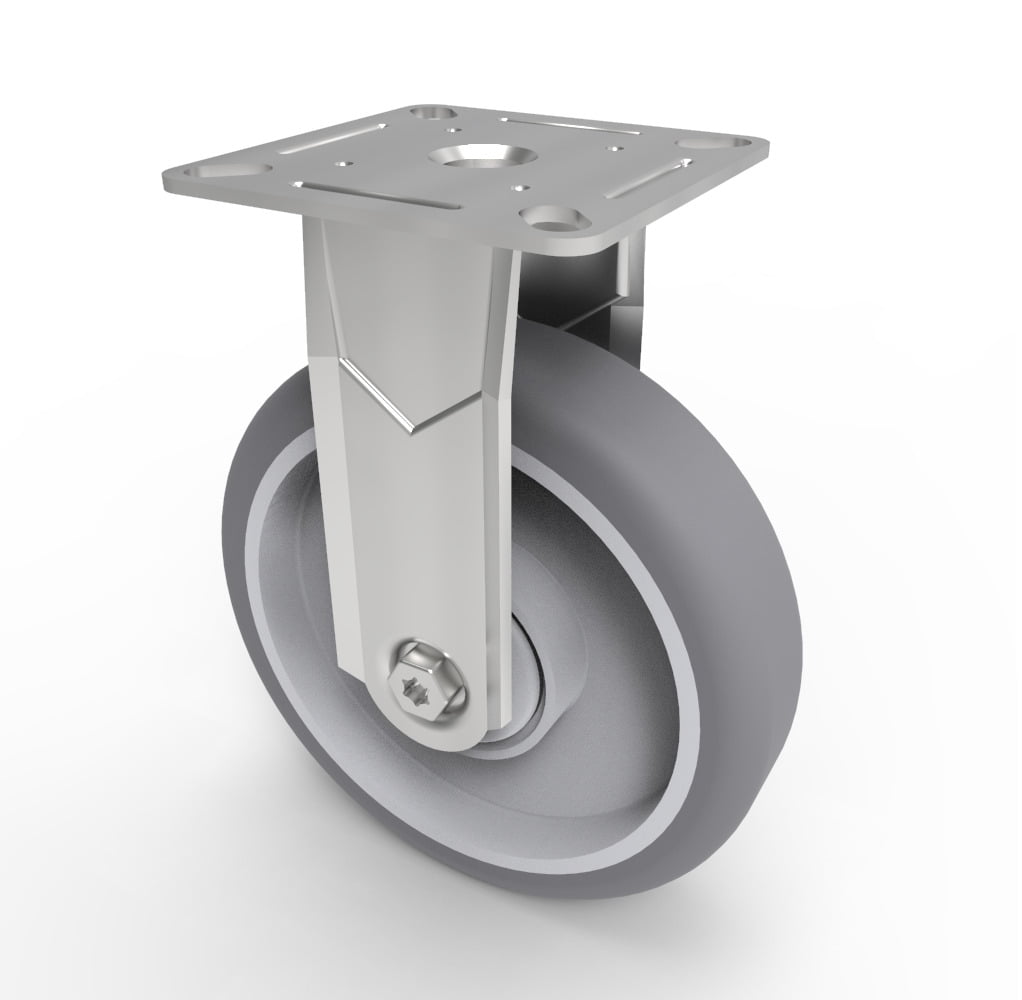 Grey Rubber Plate Fixed Castor 100mm 70kg Load