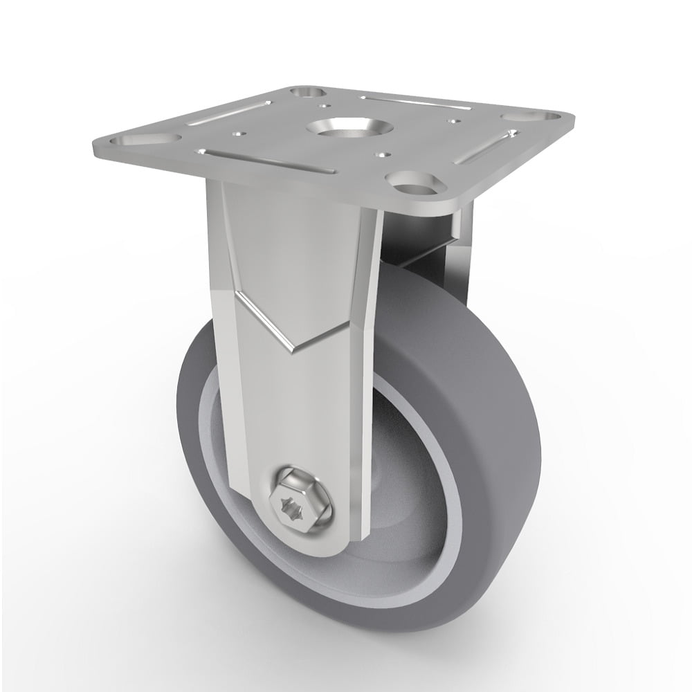 Grey Rubber Plate Fixed Castor 75mm 60kg Load