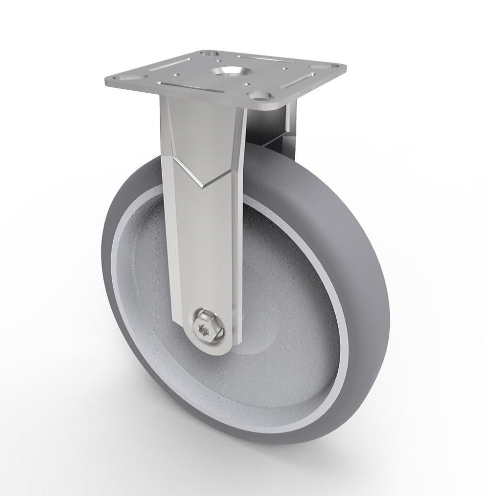 Rubber Fixed Castor Plate 125mm 80kg