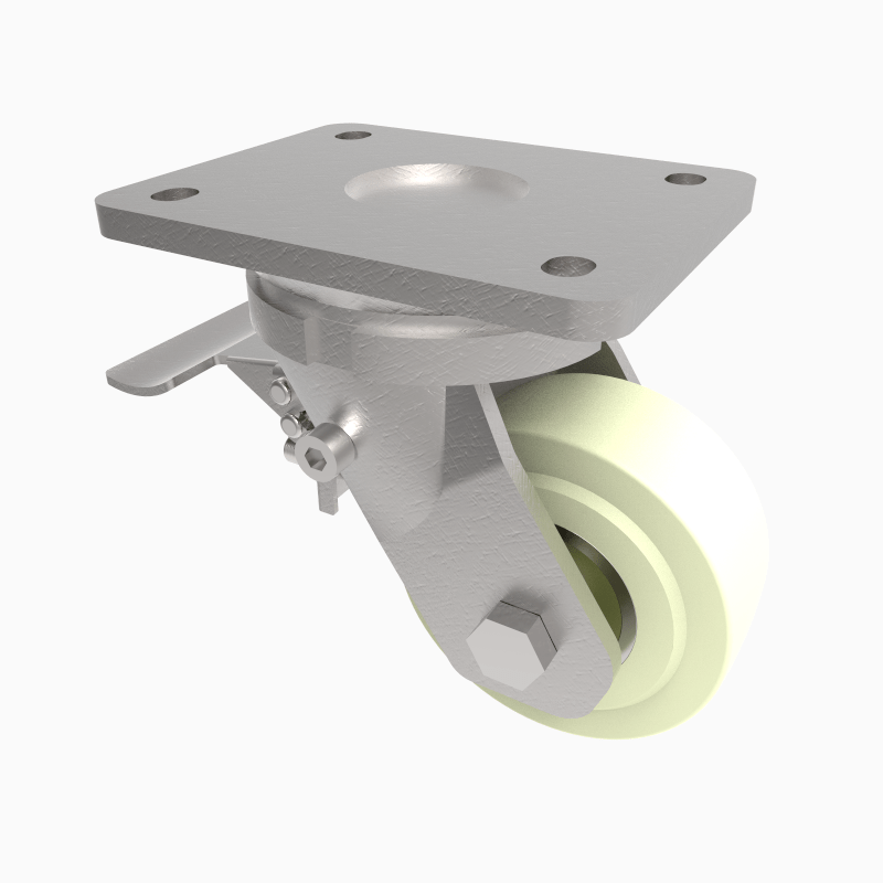 Nylon Plate Swivel Castor Brake 100mm 1250kg Load