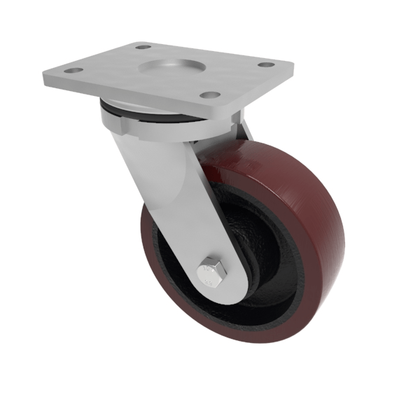 Polyurethane Cast Iron Plate Swivel Castor 150mm 750kg Load