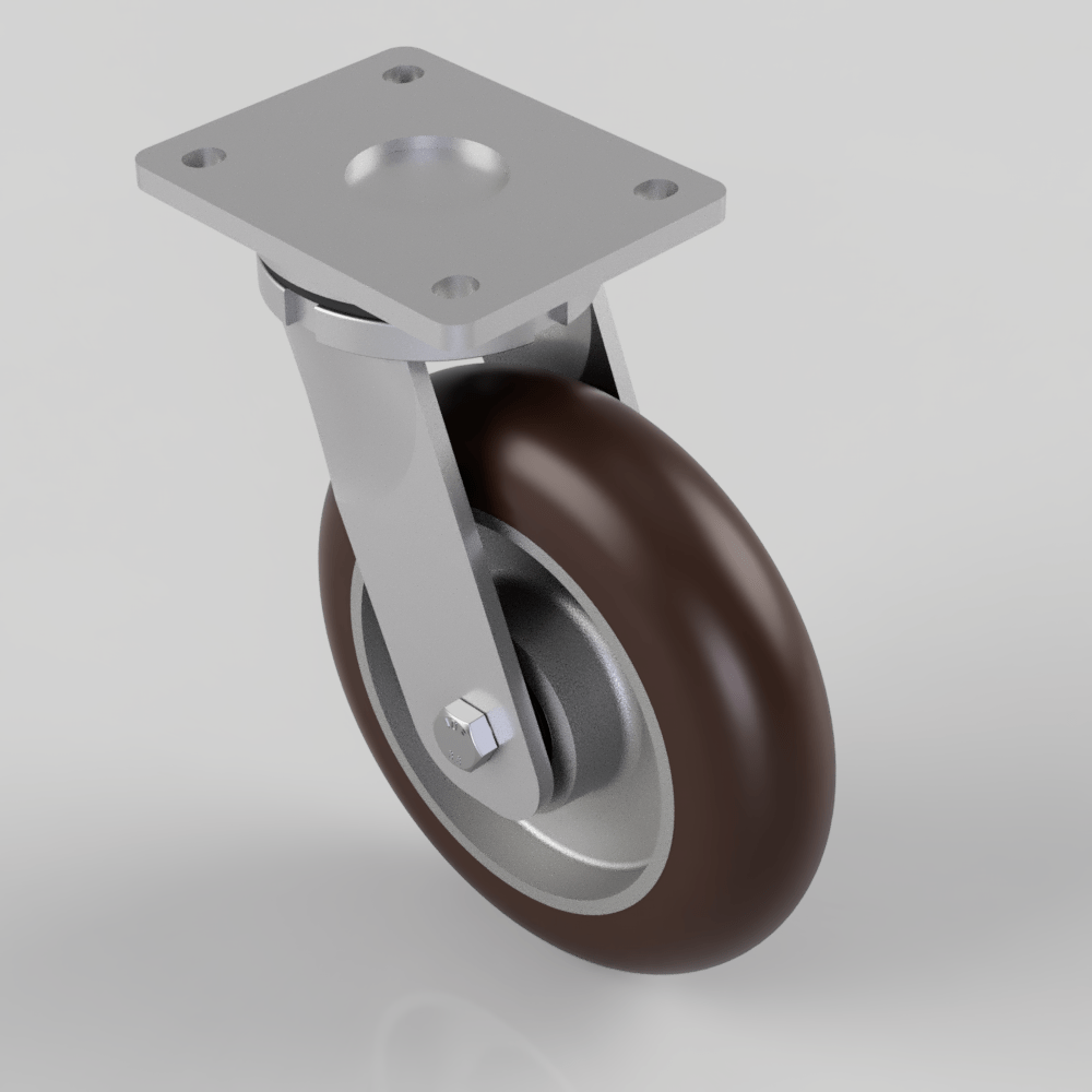 Ergonomic Polyurethane Plate Swivel Castor 200mm 775kg Load