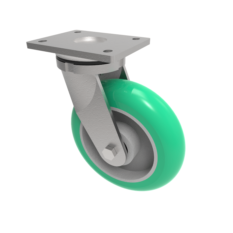 Soft Ergonomic Polyurethane Plate Swivel Castor 200mm 775kg Load