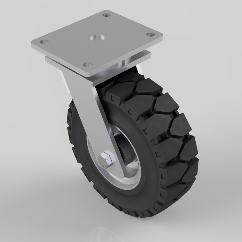 Elastic Speed Rubber Plate Swivel Castor 250mm 450kg Load