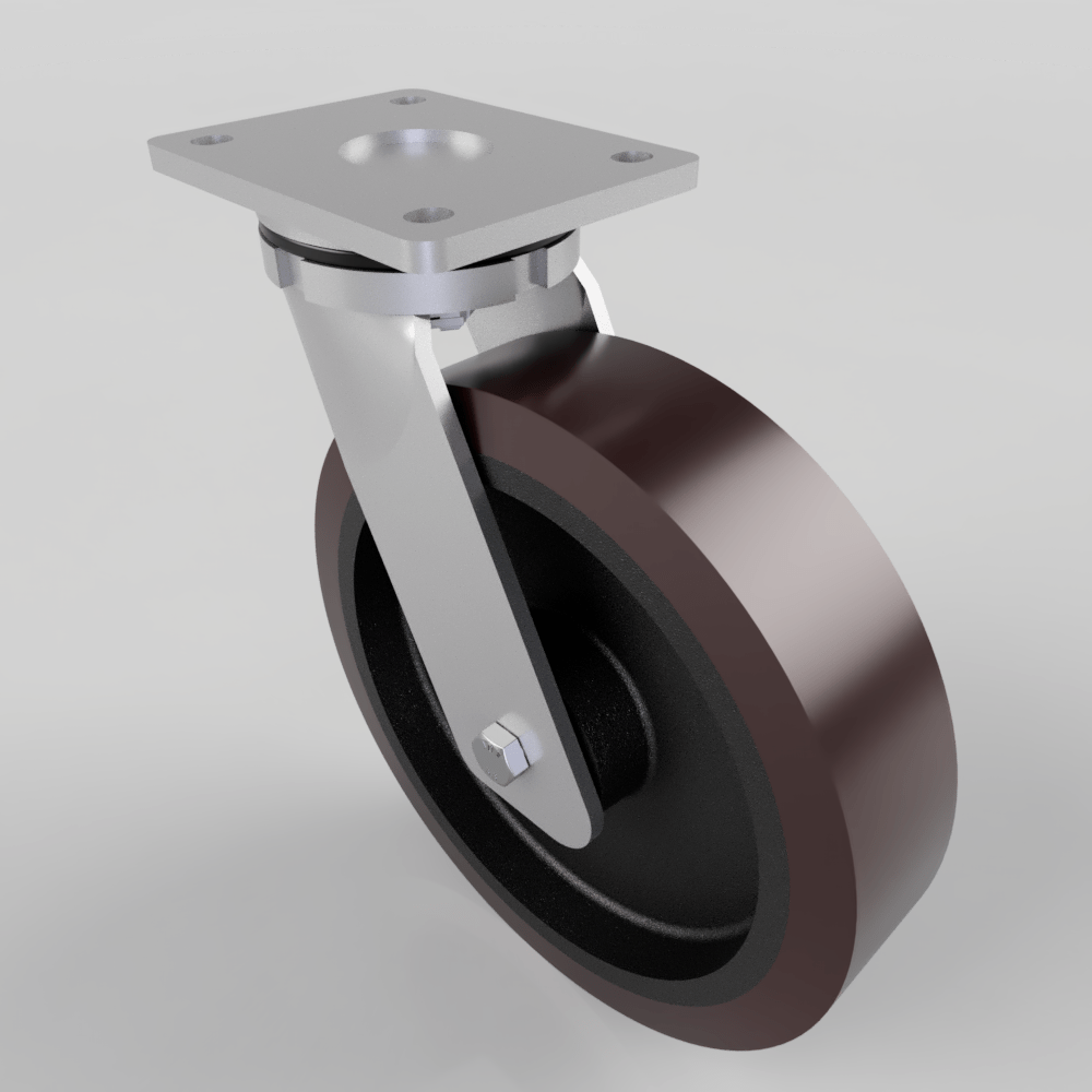 Polyurethane Cast Iron Plate Swivel Castor 250mm 1400kg Load