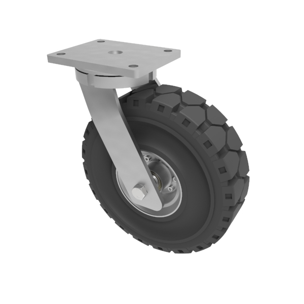Elastic Speed Rubber Plate Swivel Castor 306mm 535kg Load