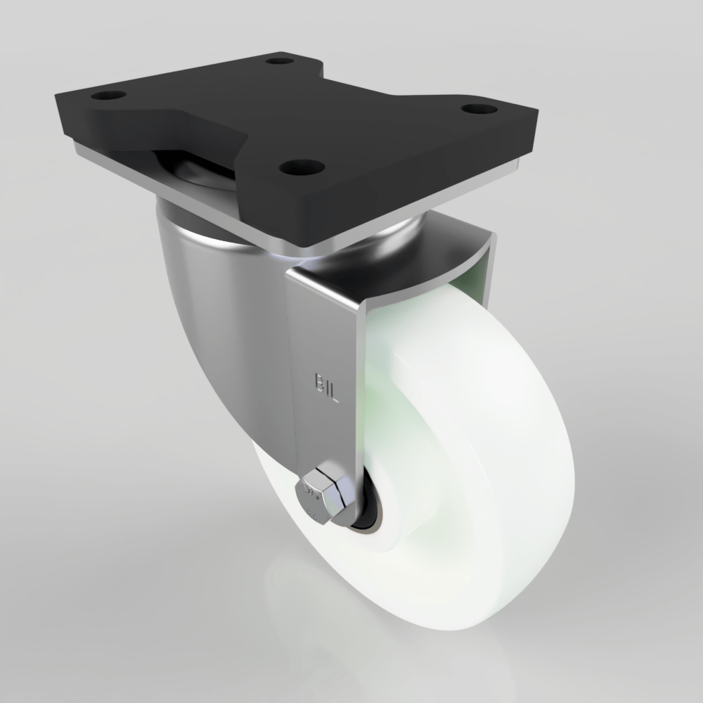 White Nylon Swivel Brake Plate Castor 150mm 700kg