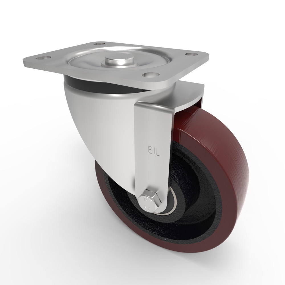 Polyurethane Cast Iron Plate Swivel Castor 150mm 700kg Load