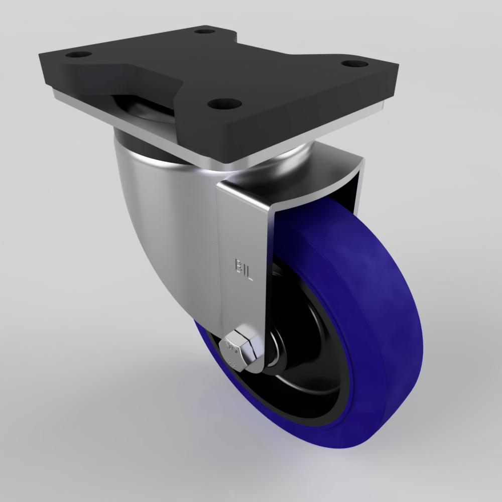 Blue Rubber Swivel Plate Castor 150mm 300kg