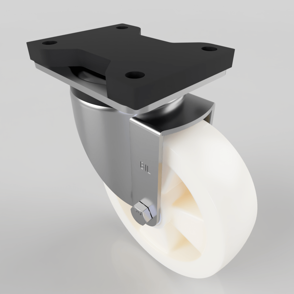 White Nylon Swivel Plate Castor 160mm 600kg