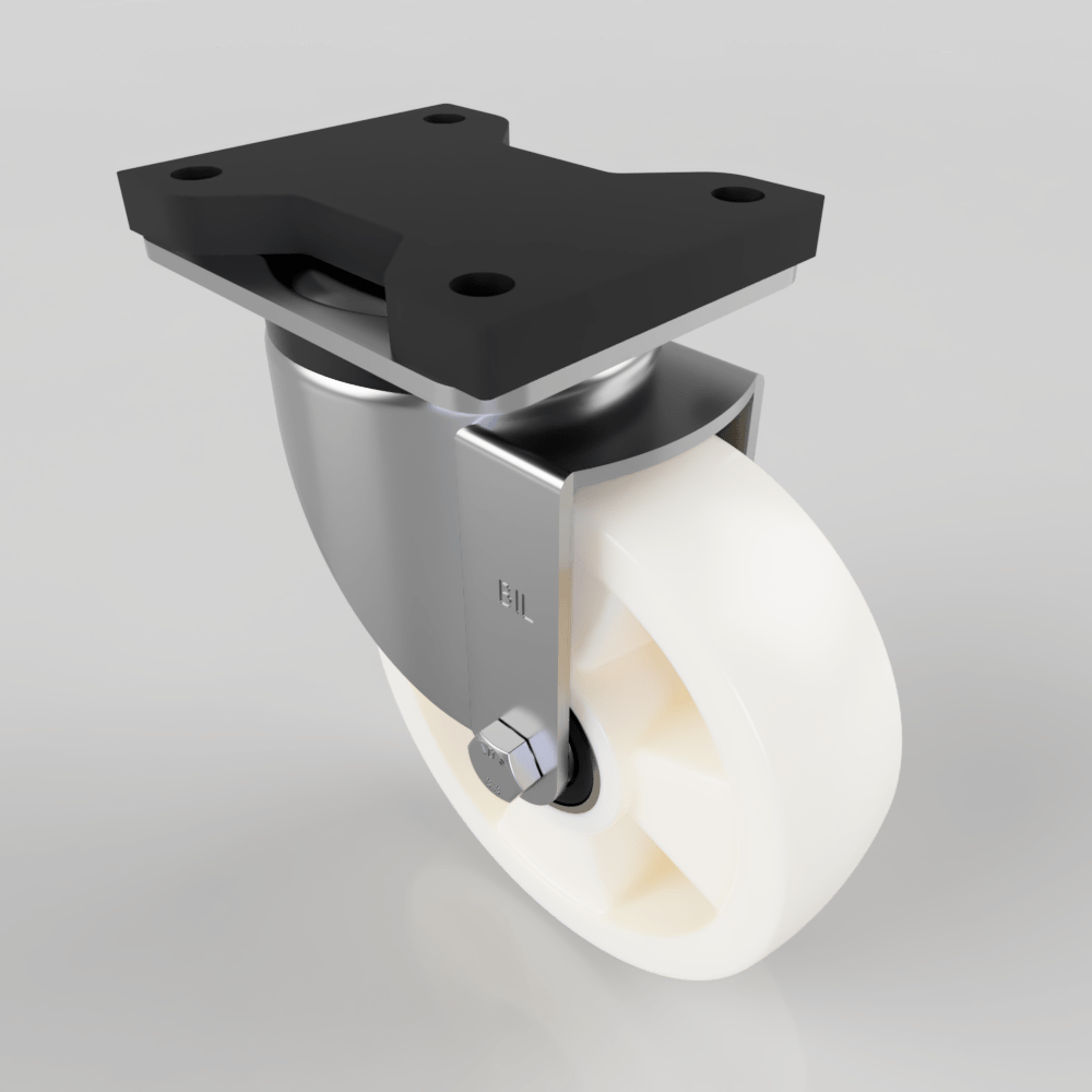 White Nylon Swivel Plate Castor 160mm 600kg