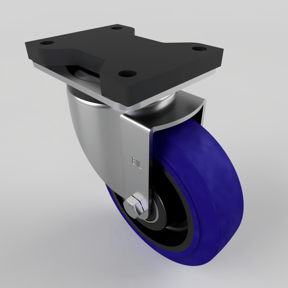 Blue Rubber Swivel Plate Castor 150mm 400kg