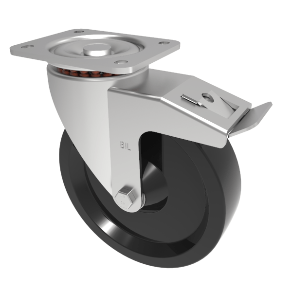 Ditherm Plate Swivel Castor Brake 200mm 300kg Load